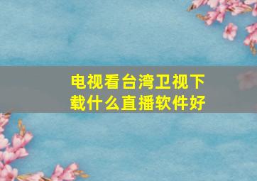 电视看台湾卫视下载什么直播软件好