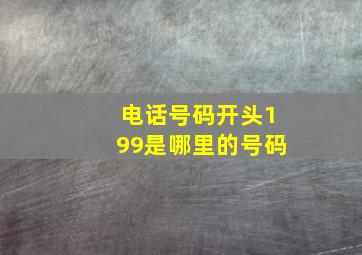 电话号码开头199是哪里的号码