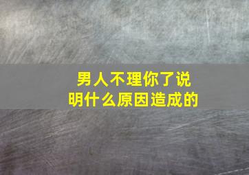 男人不理你了说明什么原因造成的