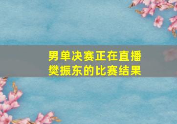 男单决赛正在直播樊振东的比赛结果