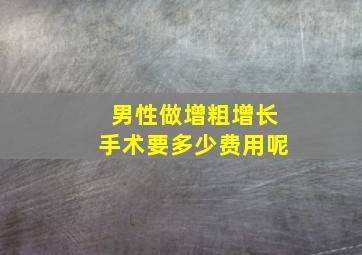 男性做增粗增长手术要多少费用呢