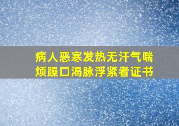 病人恶寒发热无汗气喘烦躁口渴脉浮紧者证书