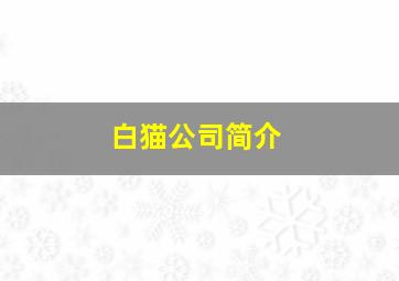 白猫公司简介