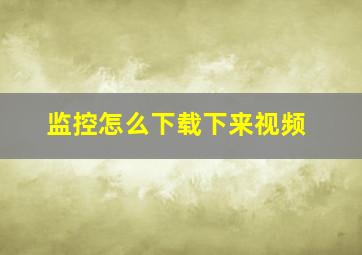 监控怎么下载下来视频