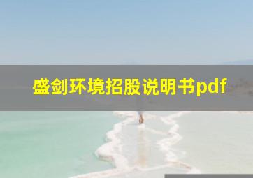 盛剑环境招股说明书pdf