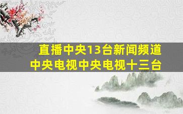 直播中央13台新闻频道中央电视中央电视十三台