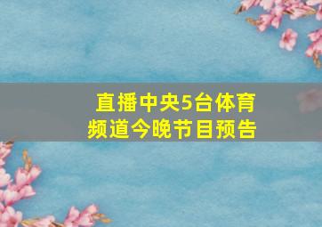 直播中央5台体育频道今晚节目预告