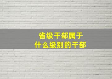 省级干部属于什么级别的干部