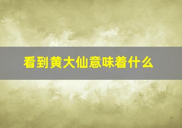 看到黄大仙意味着什么