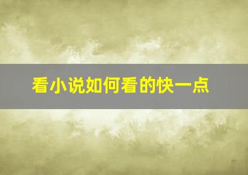 看小说如何看的快一点