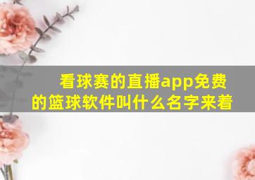 看球赛的直播app免费的篮球软件叫什么名字来着