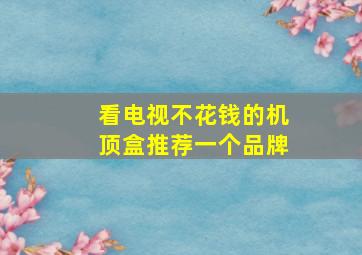 看电视不花钱的机顶盒推荐一个品牌