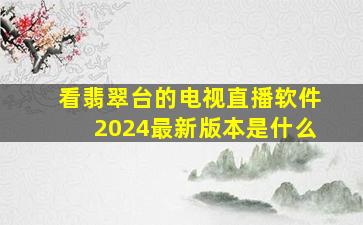 看翡翠台的电视直播软件2024最新版本是什么