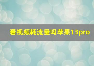 看视频耗流量吗苹果13pro