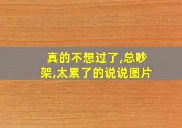 真的不想过了,总吵架,太累了的说说图片