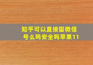 知乎可以直接留微信号么吗安全吗苹果11