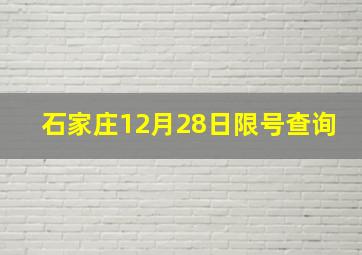 石家庄12月28日限号查询