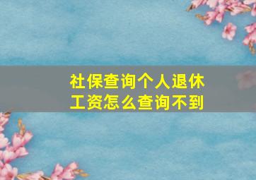 社保查询个人退休工资怎么查询不到