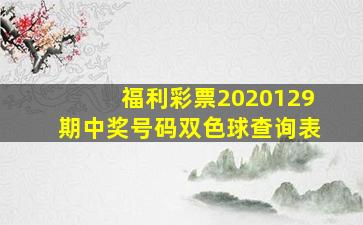 福利彩票2020129期中奖号码双色球查询表