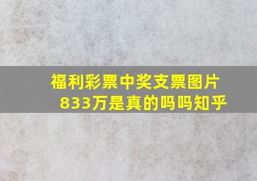 福利彩票中奖支票图片833万是真的吗吗知乎