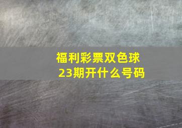 福利彩票双色球23期开什么号码