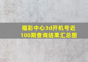 福彩中心3d开机号近100期查询结果汇总图