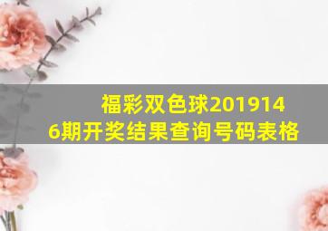 福彩双色球2019146期开奖结果查询号码表格