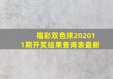 福彩双色球202011期开奖结果查询表最新