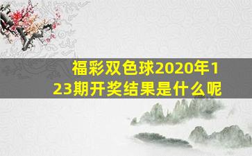 福彩双色球2020年123期开奖结果是什么呢