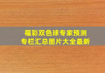 福彩双色球专家预测专栏汇总图片大全最新