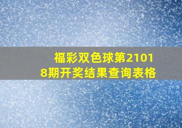 福彩双色球第21018期开奖结果查询表格