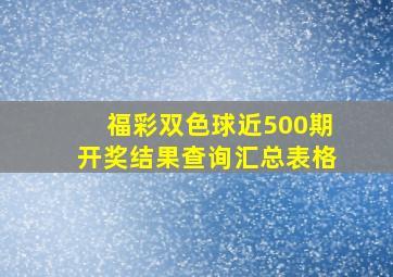 福彩双色球近500期开奖结果查询汇总表格