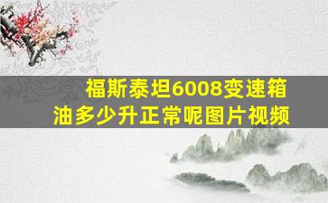 福斯泰坦6008变速箱油多少升正常呢图片视频