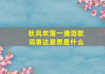 秋风吹落一滴泪歌词表达意思是什么