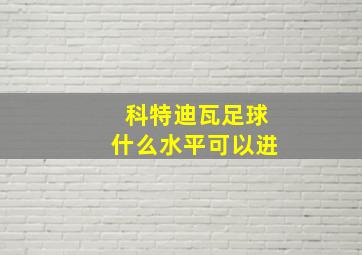 科特迪瓦足球什么水平可以进