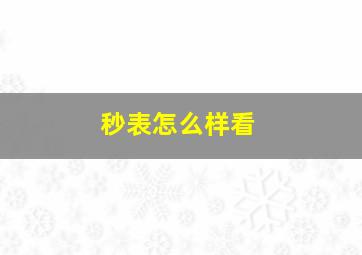 秒表怎么样看