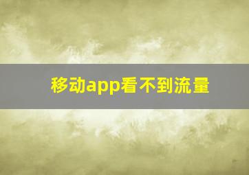 移动app看不到流量