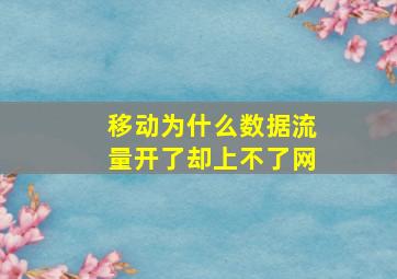 移动为什么数据流量开了却上不了网