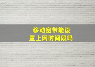 移动宽带能设置上网时间段吗