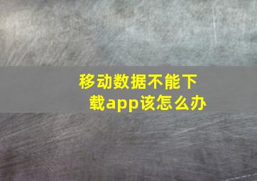 移动数据不能下载app该怎么办