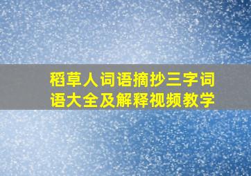 稻草人词语摘抄三字词语大全及解释视频教学