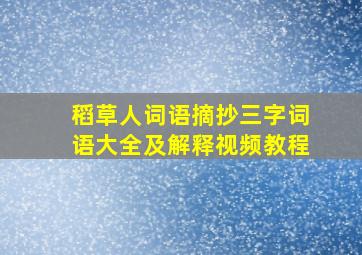 稻草人词语摘抄三字词语大全及解释视频教程