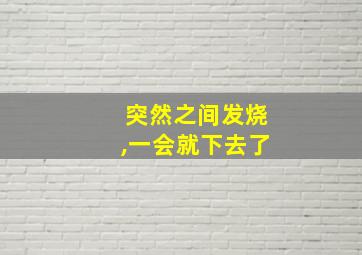 突然之间发烧,一会就下去了