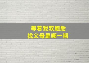 等着我双胞胎找父母是哪一期