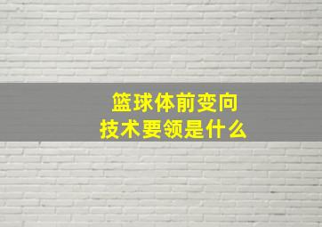 篮球体前变向技术要领是什么