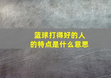 篮球打得好的人的特点是什么意思