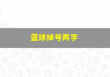 篮球绰号两字