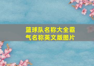 篮球队名称大全霸气名称英文版图片