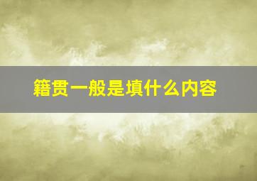 籍贯一般是填什么内容