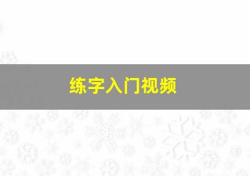 练字入门视频